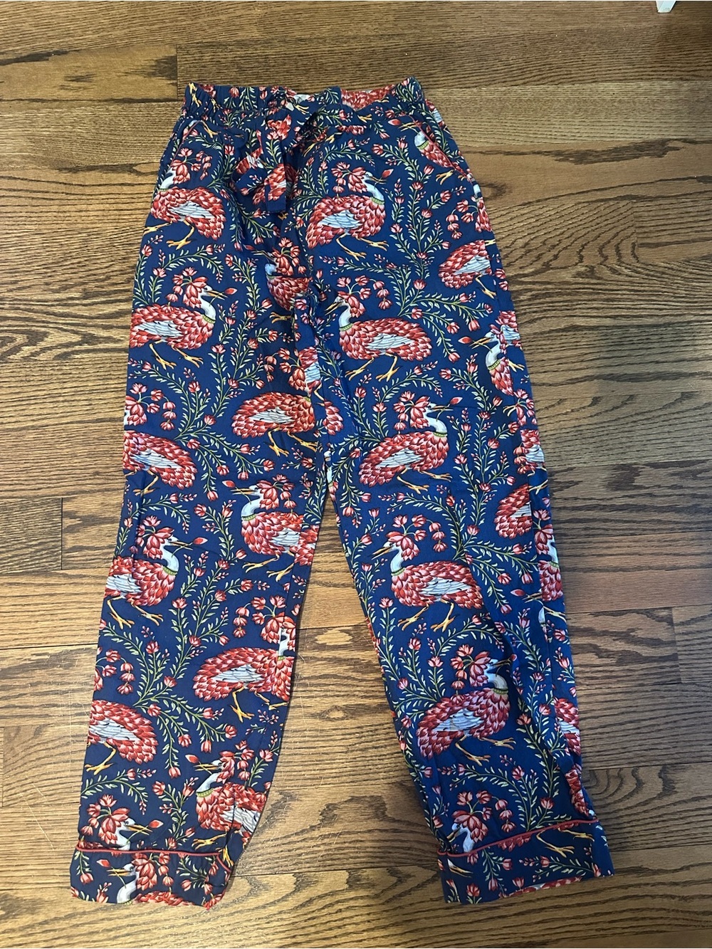 Print Fresh Blue Floral & Bird Print Pajama Set, Sz XS - excellent condition - Picture 4 of 4